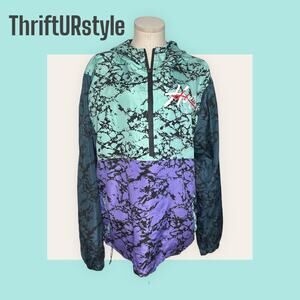 ENCRYPTED NYC retro Y2K HUSTLE tri-color windbreaker Large